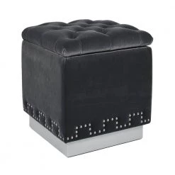 Milly 17 in. Steel Gray Performance Velvet, Accent Storage Cube Ottoman by Jennifer Taylor -Jennifer Taylor Home Store steel gray performance velvet jennifer taylor ottomans 84380 mvs a0 1000