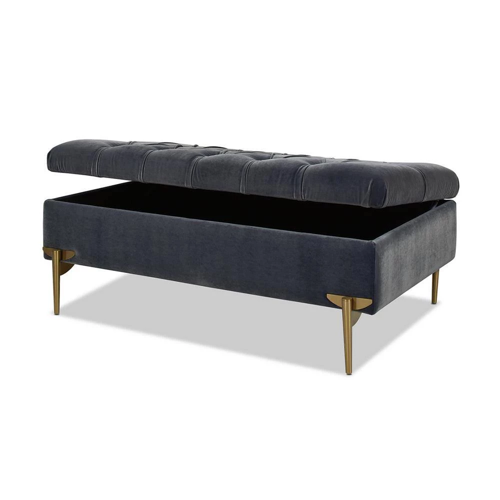 Estelle 42 in. Steel Gray Performance Velvet Upholstered Storage Bench Cocktail Ottoman by Jennifer Taylor 7 Estelle 42 in. Steel Gray Performance Velvet Upholstered Storage Bench Cocktail Ottoman by Jennifer Taylor - Image 7