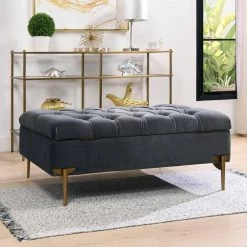 Estelle 42 in. Steel Gray Performance Velvet Upholstered Storage Bench Cocktail Ottoman by Jennifer Taylor 21 Estelle 42 in. Steel Gray Performance Velvet Upholstered Storage Bench Cocktail Ottoman by Jennifer Taylor -Jennifer Taylor Home Store steel gray performance velvet jennifer taylor ottomans 85700 mvs 31 1000
