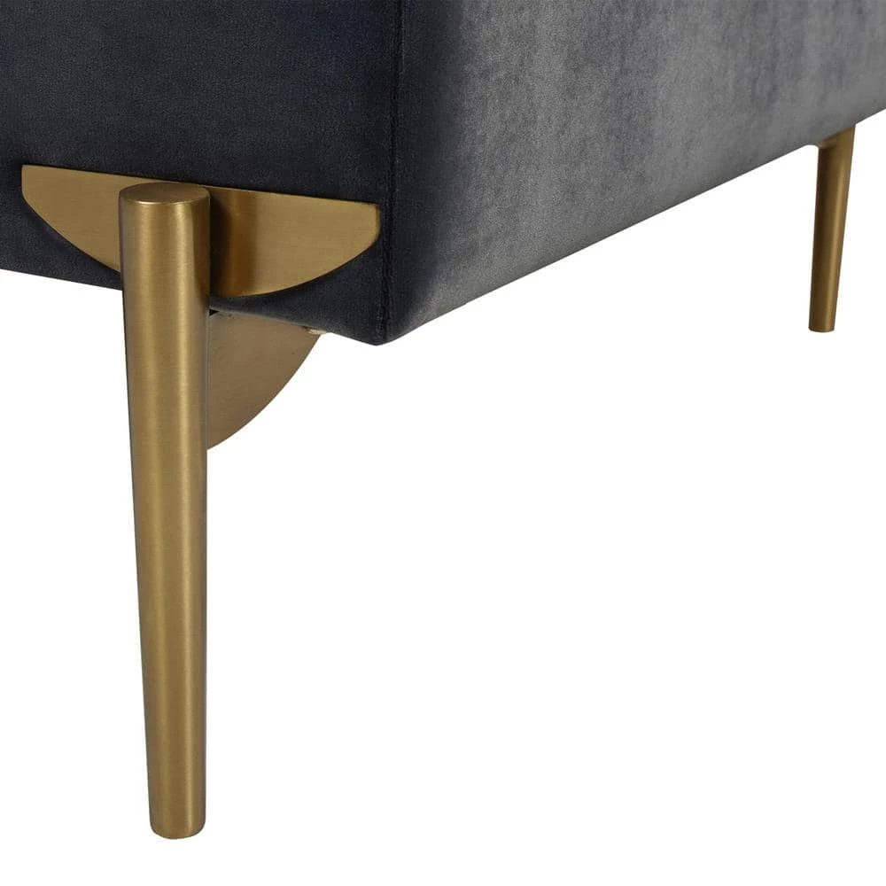 Estelle 42 in. Steel Gray Performance Velvet Upholstered Storage Bench Cocktail Ottoman by Jennifer Taylor 4 Estelle 42 in. Steel Gray Performance Velvet Upholstered Storage Bench Cocktail Ottoman by Jennifer Taylor - Image 4