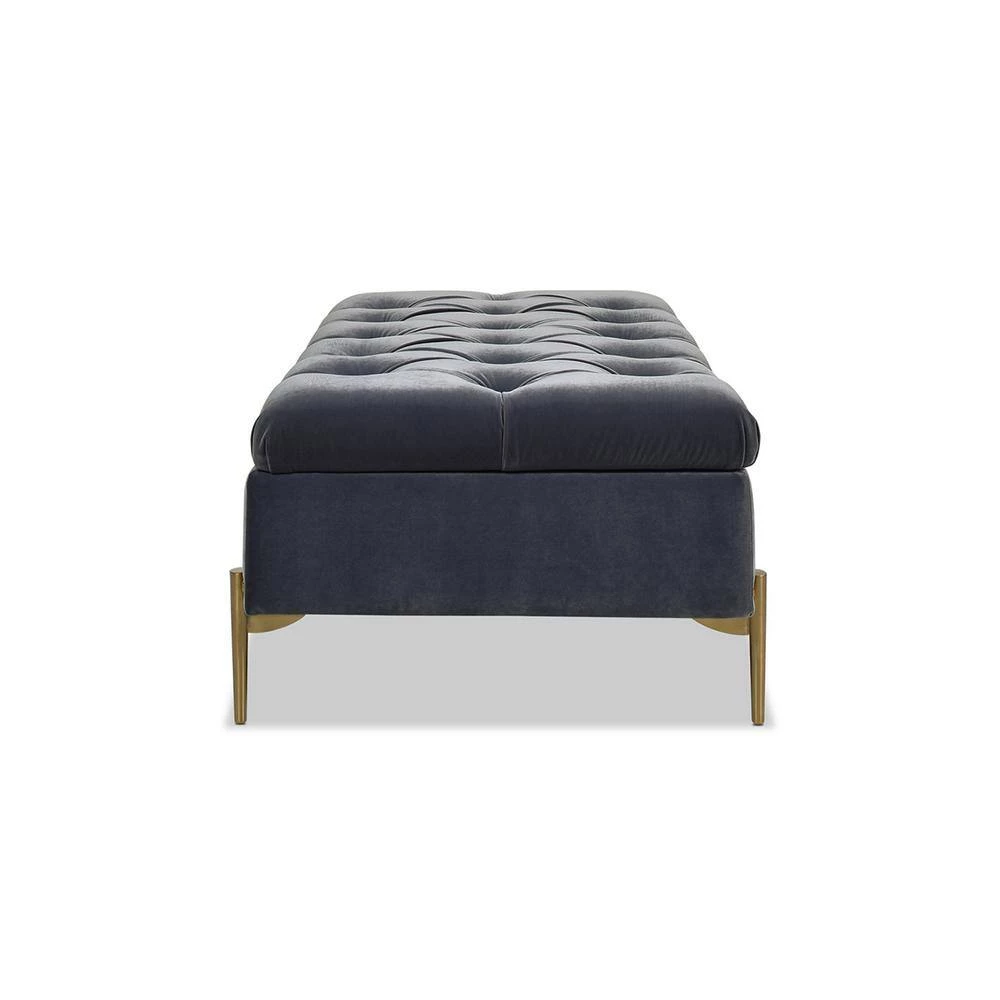 Estelle 42 in. Steel Gray Performance Velvet Upholstered Storage Bench Cocktail Ottoman by Jennifer Taylor 2 Estelle 42 in. Steel Gray Performance Velvet Upholstered Storage Bench Cocktail Ottoman by Jennifer Taylor - Image 2