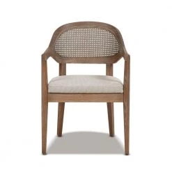 Americana Mid-Century Taupe Beige Modern Cane Back Accent Dining Chair by Jennifer Taylor