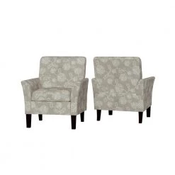 Tamara Flared in Taupe and Creamy White Floral Arm Chairs (Set of 2) by Handy Living