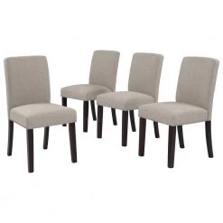 Brisbane Upholstered Dining Chairs in Taupe Linen (Set of 4) by Handy Living