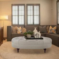 Petra Tufted Oval Accent Bench Taupe by Jennifer Taylor