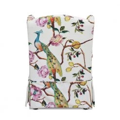 Indie 33 in. Slipcovered Wingback Skirted Arm Chair, Teal Blue Peacock and Pink White Floral Polyester by Jennifer Taylor -Jennifer Taylor Home Store teal blue peacock pink white floral polyester jennifer taylor accent chairs 60380 mpw 66 1000