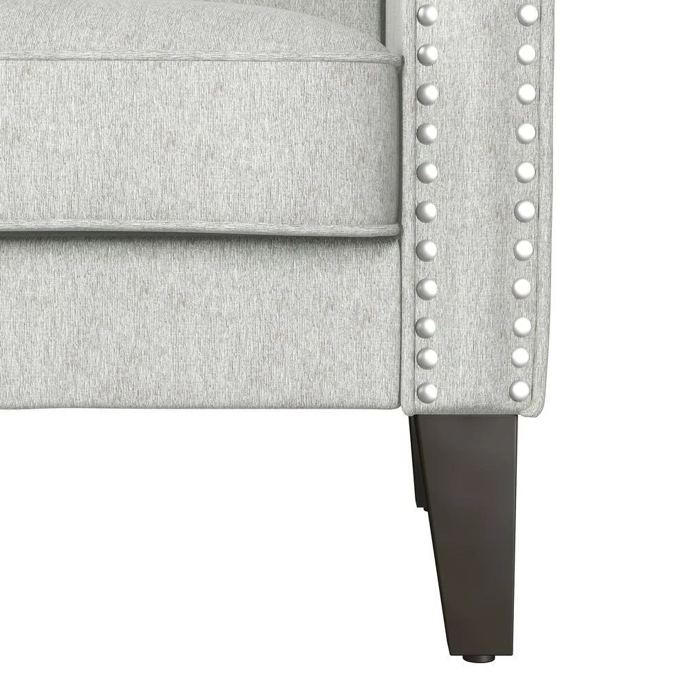 Tapley Textured Beige Chenille Arm Chair with Nailhead Trim by Handy Living 7 Tapley Textured Beige Chenille Arm Chair with Nailhead Trim by Handy Living - Image 7