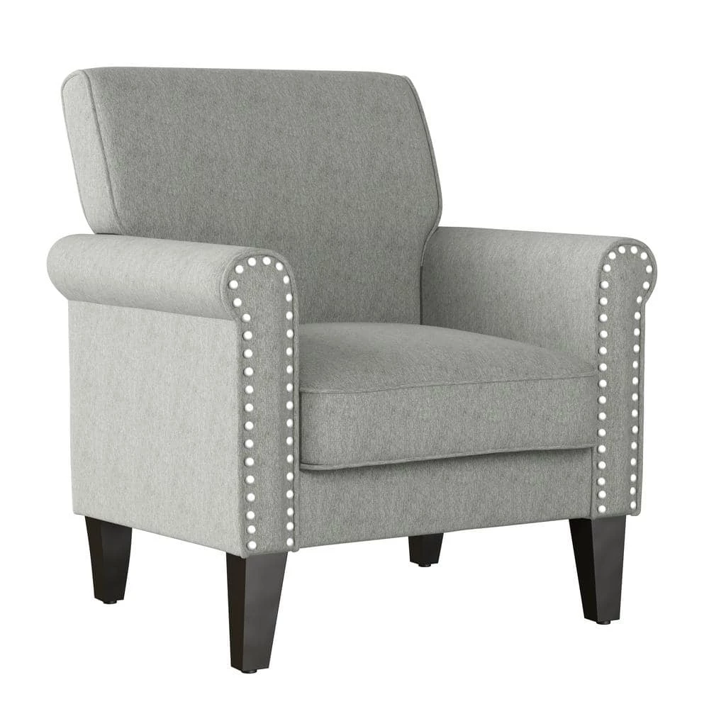 Tapley Textured Beige Chenille Arm Chair with Nailhead Trim by Handy Living 1 Tapley Textured Beige Chenille Arm Chair with Nailhead Trim by Handy Living