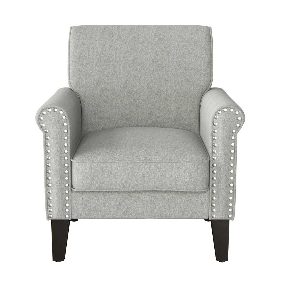 Tapley Textured Beige Chenille Arm Chair with Nailhead Trim by Handy Living 4 Tapley Textured Beige Chenille Arm Chair with Nailhead Trim by Handy Living - Image 4