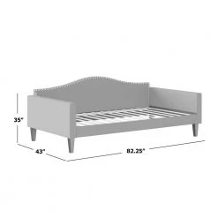 Jenae Textured Creamy White Upholstered Twin Size Traditional Crescent-Back Daybed with Nailhead Trim by Handy Living -Jennifer Taylor Home Store textured creamy white handy living daybeds a183871 1f 1000