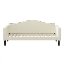 Jenae Textured Creamy White Upholstered Twin Size Traditional Crescent-Back Daybed with Nailhead Trim by Handy Living -Jennifer Taylor Home Store textured creamy white handy living daybeds a183871 4f 1000