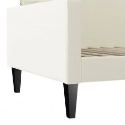 Jenae Textured Creamy White Upholstered Twin Size Traditional Crescent-Back Daybed with Nailhead Trim by Handy Living -Jennifer Taylor Home Store textured creamy white handy living daybeds a183871 fa 1000