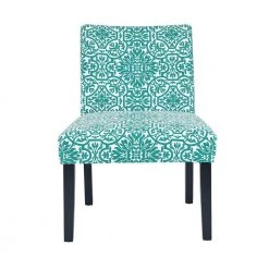 Courteney Turquoise Blue Damask Fabric Armless Side Chair by Handy Living -Jennifer Taylor Home Store turquoise blue damask handy living accent chairs a198721 4f 1000