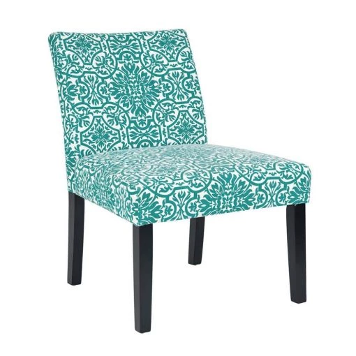 Courteney Turquoise Blue Damask Fabric Armless Side Chair by Handy Living -Jennifer Taylor Home Store turquoise blue damask handy living accent chairs a198721 64 1000