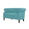 Millstreet 54 in. Turquoise Blue Linen-like Fabric 2 Seat Chesterfield Loveseat by Handy Living