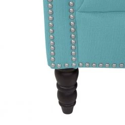 Millstreet 54 in. Turquoise Blue Linen-like Fabric 2 Seat Chesterfield Loveseat by Handy Living -Jennifer Taylor Home Store turquoise blue linen like handy living loveseats a163781 fa 1000