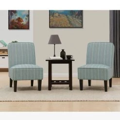 Brodee Upholstered Armless Accent Chairs in Turquoise & Tan Stripe (Set of 2 by Handy Living -Jennifer Taylor Home Store turquoise blue tan stripe handy living accent chairs 340c2 fcl73 105 31 1000