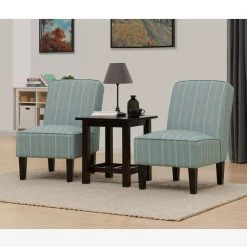 Brodee Upholstered Armless Accent Chairs in Turquoise & Tan Stripe (Set of 2 by Handy Living -Jennifer Taylor Home Store turquoise blue tan stripe handy living accent chairs 340c2 fcl73 105 c3 1000