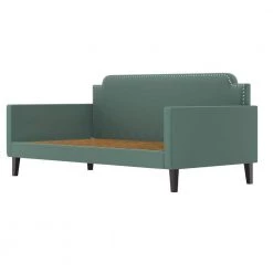 Oriole Turquoise Blue Velvet Like Fabric Twin Size Rounded Back Daybed with Nailhead Trim by Handy Living -Jennifer Taylor Home Store turquoise blue velvet like fabric handy living daybeds a192021 1f 1000