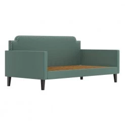 Oriole Turquoise Blue Velvet Like Fabric Twin Size Rounded Back Daybed with Nailhead Trim by Handy Living -Jennifer Taylor Home Store turquoise blue velvet like fabric handy living daybeds a192021 4f 1000