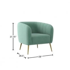 Fennell Turquoise Blue Velvet-Like Fabric Channel-Tufted Barrel Arm Chair by Handy Living -Jennifer Taylor Home Store turquoise blue velvet like handy living accent chairs a177733 40 1000