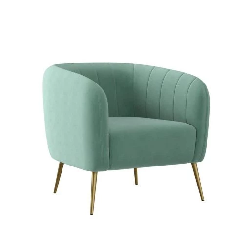Fennell Turquoise Blue Velvet-Like Fabric Channel-Tufted Barrel Arm Chair by Handy Living -Jennifer Taylor Home Store turquoise blue velvet like handy living accent chairs a177733 64 1000