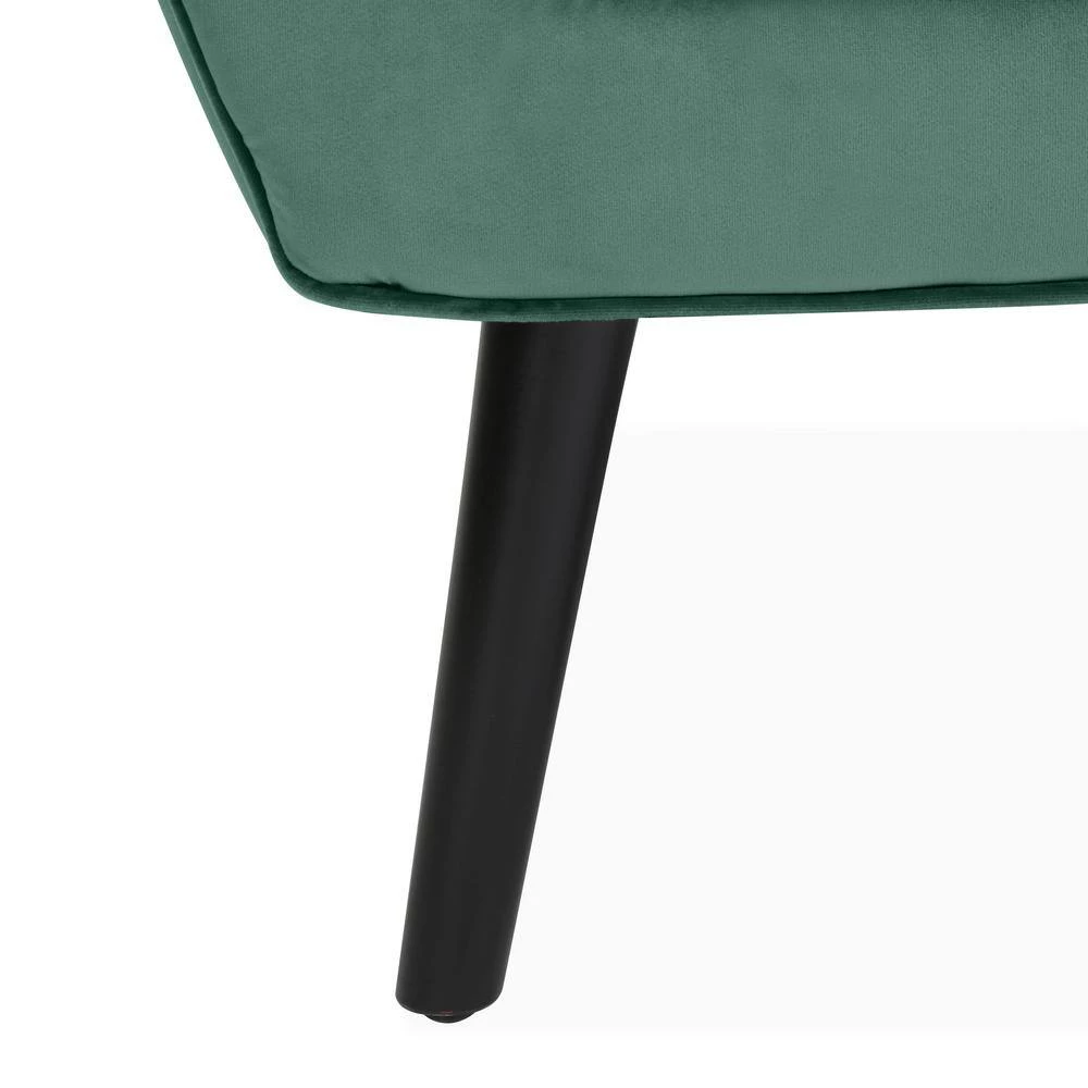 Omundson Turquoise Blue Velvet-like Fabric Mid Century Modern Channel-Tufted Arm Chair with Dark Espresso Legs by Handy Living 5 Omundson Turquoise Blue Velvet-like Fabric Mid Century Modern Channel-Tufted Arm Chair with Dark Espresso Legs by Handy Living - Image 5