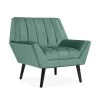 Omundson Turquoise Blue Velvet-like Fabric Mid Century Modern Channel-Tufted Arm Chair with Dark Espresso Legs by Handy Living