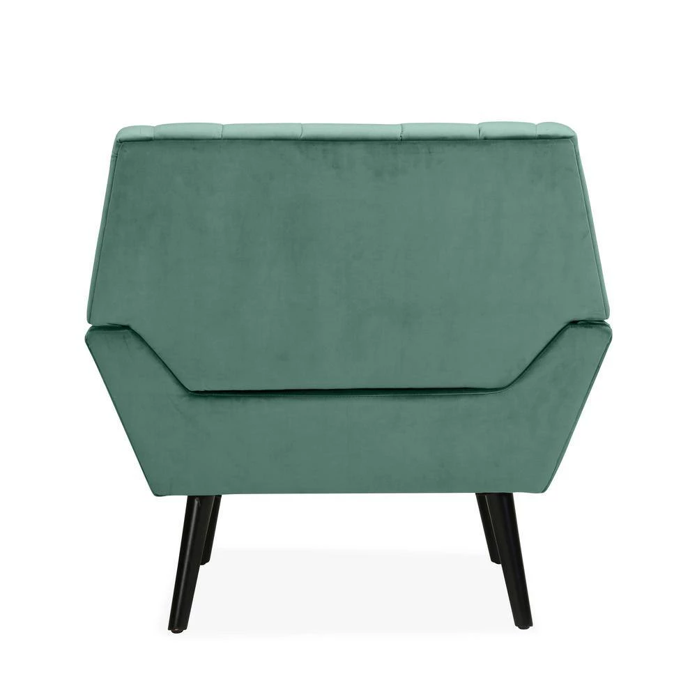 Omundson Turquoise Blue Velvet-like Fabric Mid Century Modern Channel-Tufted Arm Chair with Dark Espresso Legs by Handy Living 6 Omundson Turquoise Blue Velvet-like Fabric Mid Century Modern Channel-Tufted Arm Chair with Dark Espresso Legs by Handy Living - Image 6