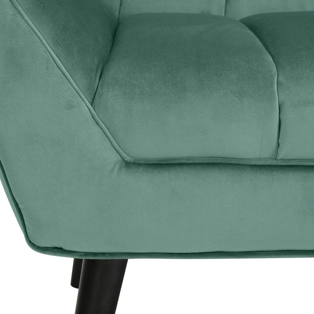 Omundson Turquoise Blue Velvet-like Fabric Mid Century Modern Channel-Tufted Arm Chair with Dark Espresso Legs by Handy Living 12 Omundson Turquoise Blue Velvet-like Fabric Mid Century Modern Channel-Tufted Arm Chair with Dark Espresso Legs by Handy Living - Image 12
