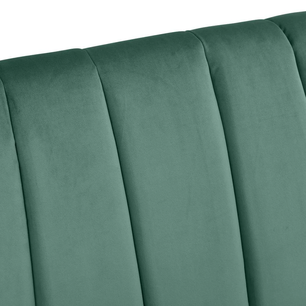 Omundson Turquoise Blue Velvet-like Fabric Mid Century Modern Channel-Tufted Arm Chair with Dark Espresso Legs by Handy Living 11 Omundson Turquoise Blue Velvet-like Fabric Mid Century Modern Channel-Tufted Arm Chair with Dark Espresso Legs by Handy Living - Image 11