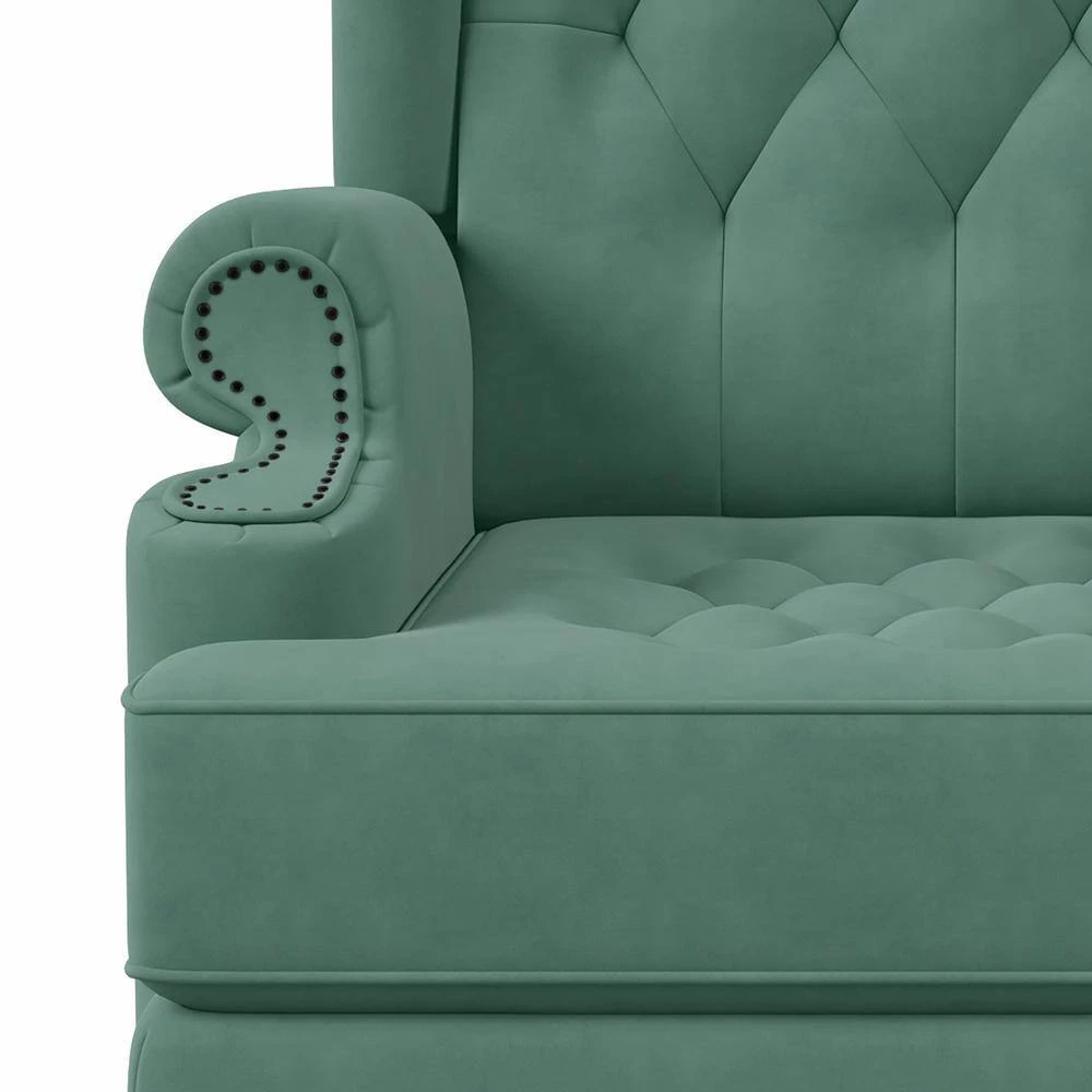 Niewuinski Turquoise Blue Velvet-Like Fabric Button-Tufted Wingback Arm Chair with Tack Head Accents by Handy Living 9 Niewuinski Turquoise Blue Velvet-Like Fabric Button-Tufted Wingback Arm Chair with Tack Head Accents by Handy Living - Image 9