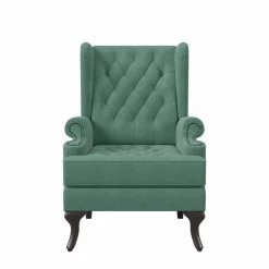 Niewuinski Turquoise Blue Velvet-Like Fabric Button-Tufted Wingback Arm Chair with Tack Head Accents by Handy Living 13 Niewuinski Turquoise Blue Velvet-Like Fabric Button-Tufted Wingback Arm Chair with Tack Head Accents by Handy Living -Jennifer Taylor Home Store turquoise blue velvet like handy living accent chairs a199476 c3 1000