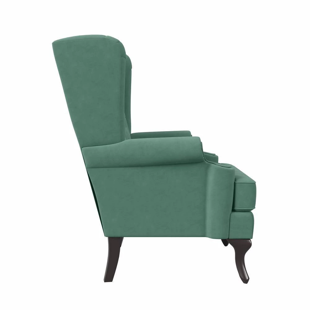 Niewuinski Turquoise Blue Velvet-Like Fabric Button-Tufted Wingback Arm Chair with Tack Head Accents by Handy Living 2 Niewuinski Turquoise Blue Velvet-Like Fabric Button-Tufted Wingback Arm Chair with Tack Head Accents by Handy Living - Image 2