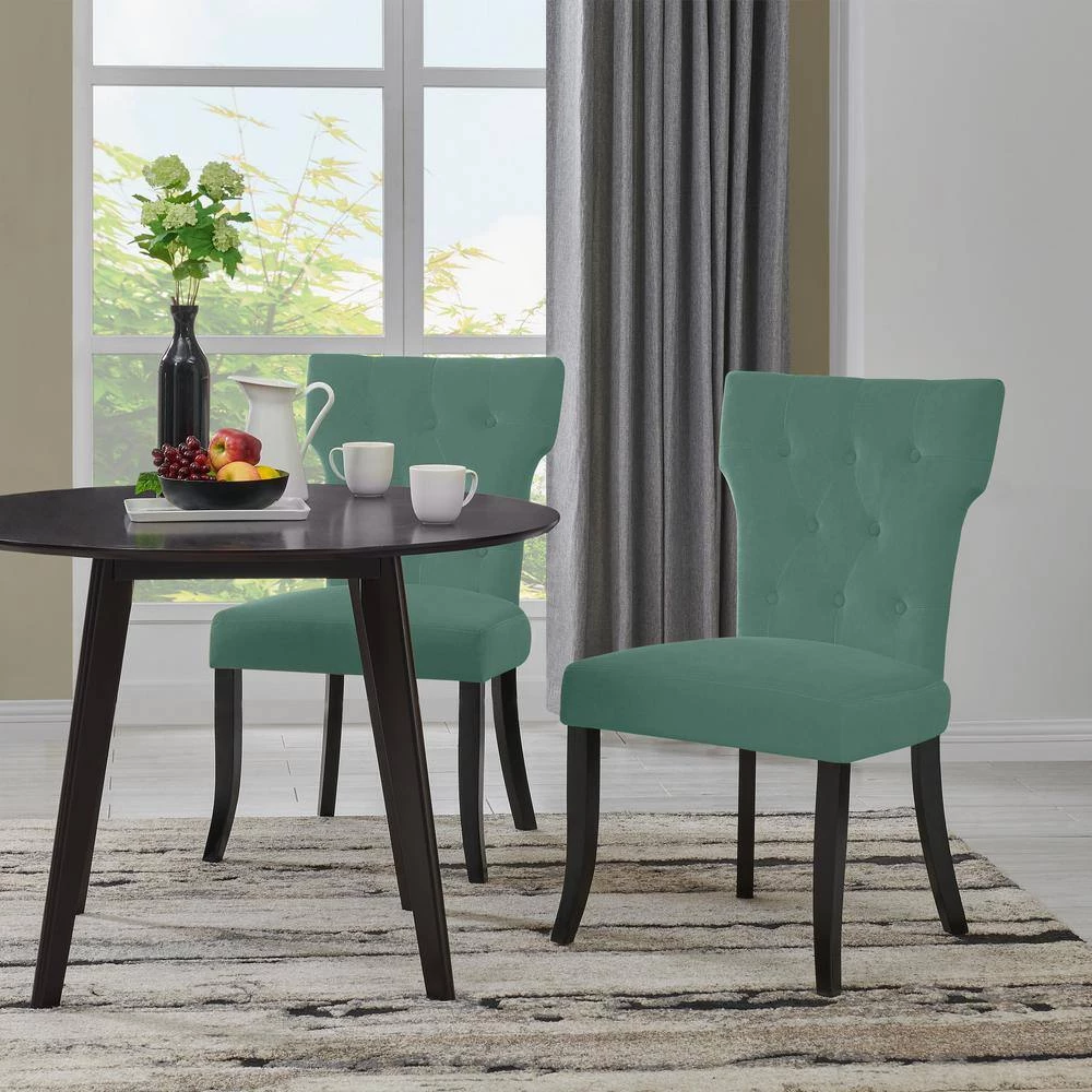 Melonie Turquoise Blue Velvet-Like Fabric Tufted Dining Side Chairs (Set of 2) by Handy Living 13 Melonie Turquoise Blue Velvet-Like Fabric Tufted Dining Side Chairs (Set of 2) by Handy Living - Image 13