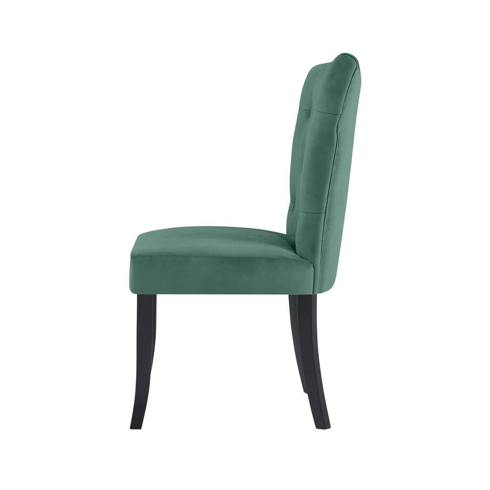 Melonie Turquoise Blue Velvet-Like Fabric Tufted Dining Side Chairs (Set of 2) by Handy Living 3 Melonie Turquoise Blue Velvet-Like Fabric Tufted Dining Side Chairs (Set of 2) by Handy Living - Image 3