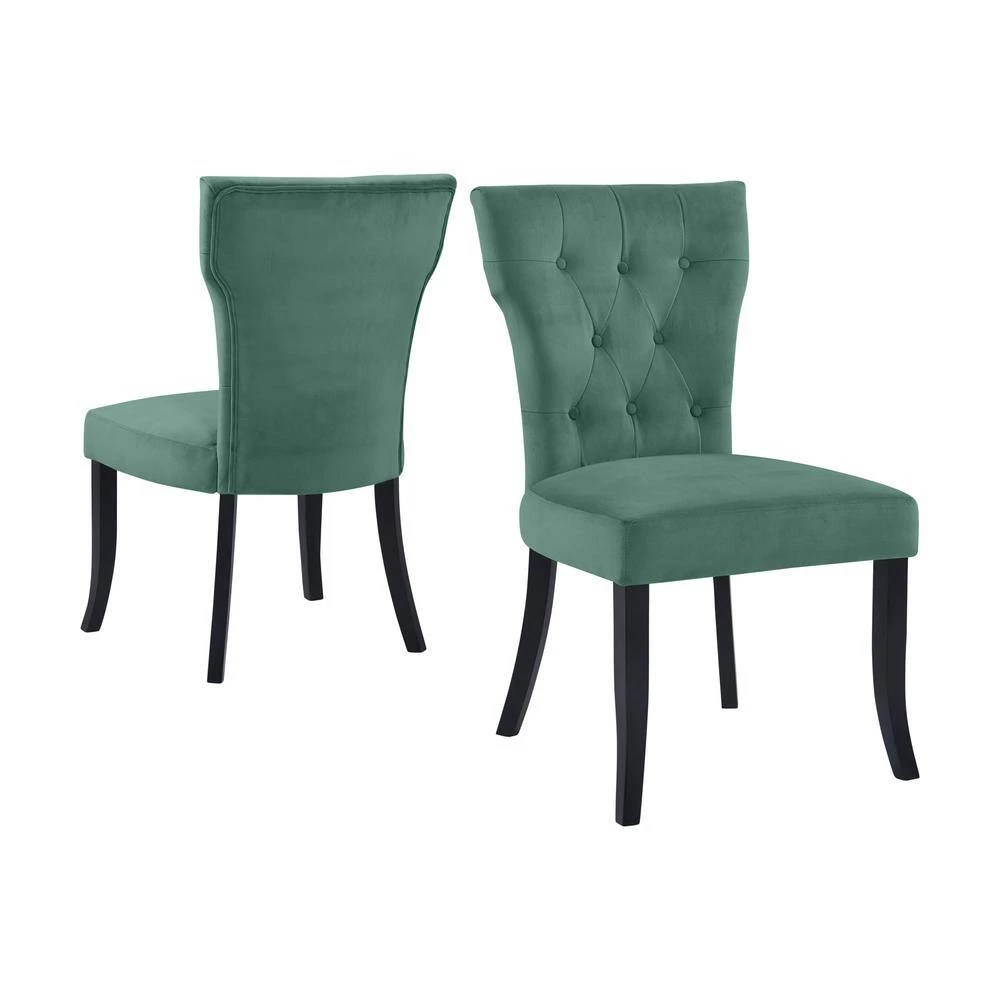Melonie Turquoise Blue Velvet-Like Fabric Tufted Dining Side Chairs (Set of 2) by Handy Living 8 Melonie Turquoise Blue Velvet-Like Fabric Tufted Dining Side Chairs (Set of 2) by Handy Living - Image 8
