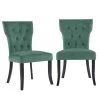 Melonie Turquoise Blue Velvet-Like Fabric Tufted Dining Side Chairs (Set of 2) by Handy Living