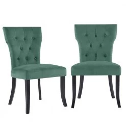 Melonie Turquoise Blue Velvet-Like Fabric Tufted Dining Side Chairs (Set of 2) by Handy Living
