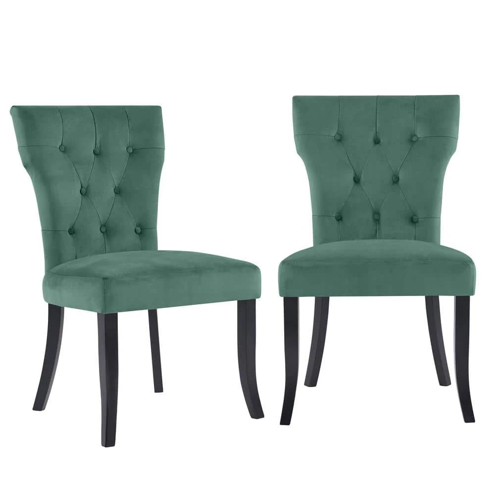 Melonie Turquoise Blue Velvet-Like Fabric Tufted Dining Side Chairs (Set of 2) by Handy Living 1 Melonie Turquoise Blue Velvet-Like Fabric Tufted Dining Side Chairs (Set of 2) by Handy Living