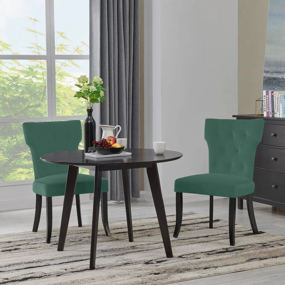 Melonie Turquoise Blue Velvet-Like Fabric Tufted Dining Side Chairs (Set of 2) by Handy Living 7 Melonie Turquoise Blue Velvet-Like Fabric Tufted Dining Side Chairs (Set of 2) by Handy Living - Image 7