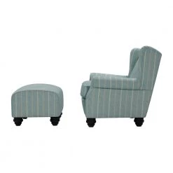 Archie Turquoise and Tan Striped Fabric Wingback Chair and Ottoman Set by Handy Living -Jennifer Taylor Home Store turquoise tan stripe handy living accent chairs a138123 40 1000