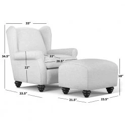 Archie Turquoise and Tan Striped Fabric Wingback Chair and Ottoman Set by Handy Living -Jennifer Taylor Home Store turquoise tan stripe handy living accent chairs a138123 76 1000