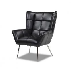 Gerald Mid-Century Modern Tufted Wingback Armchair, Vintage Black Brown Faux Leather by Jennifer Taylor -Jennifer Taylor Home Store vintage black brown faux leather jennifer taylor accent chairs 60290 mfb 1d 1000