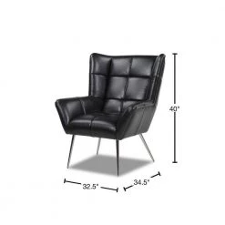 Gerald Mid-Century Modern Tufted Wingback Armchair, Vintage Black Brown Faux Leather by Jennifer Taylor -Jennifer Taylor Home Store vintage black brown faux leather jennifer taylor accent chairs 60290 mfb 40 1000