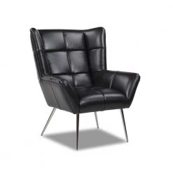 Gerald Mid-Century Modern Tufted Wingback Armchair, Vintage Black Brown Faux Leather by Jennifer Taylor -Jennifer Taylor Home Store vintage black brown faux leather jennifer taylor accent chairs 60290 mfb 66 1000