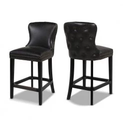 Sonoma 28 in. Upholstered Bar Stool (Set of 2), Vintage Black Brown by Jennifer Taylor -Jennifer Taylor Home Store vintage black brown faux leather jennifer taylor bar stools 81070 mfb 40 1000