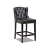 Richmond 39.5 in. Vintage Black Brown Tufted Wingback Oak Wood 27 in. Counter Height Bar Stool with Faux Leather Seat by Jennifer Taylor