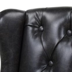 Richmond 39.5 in. Vintage Black Brown Tufted Wingback Oak Wood 27 in. Counter Height Bar Stool with Faux Leather Seat by Jennifer Taylor -Jennifer Taylor Home Store vintage black brown faux leather jennifer taylor bar stools 81101 mfb 66 1000