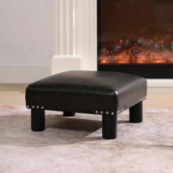 Jules 16 in. Vintage Black Brown Faux Leather, Square Accent Footstool Ottoman by Jennifer Taylor 11 Jules 16 in. Vintage Black Brown Faux Leather, Square Accent Footstool Ottoman by Jennifer Taylor -Jennifer Taylor Home Store vintage black brown faux leather jennifer taylor ottomans 66000 mfb 31 1000